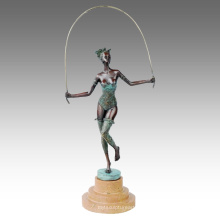 Figura Dancer Statue Lady Skip Bronze Sculpture TPE-597